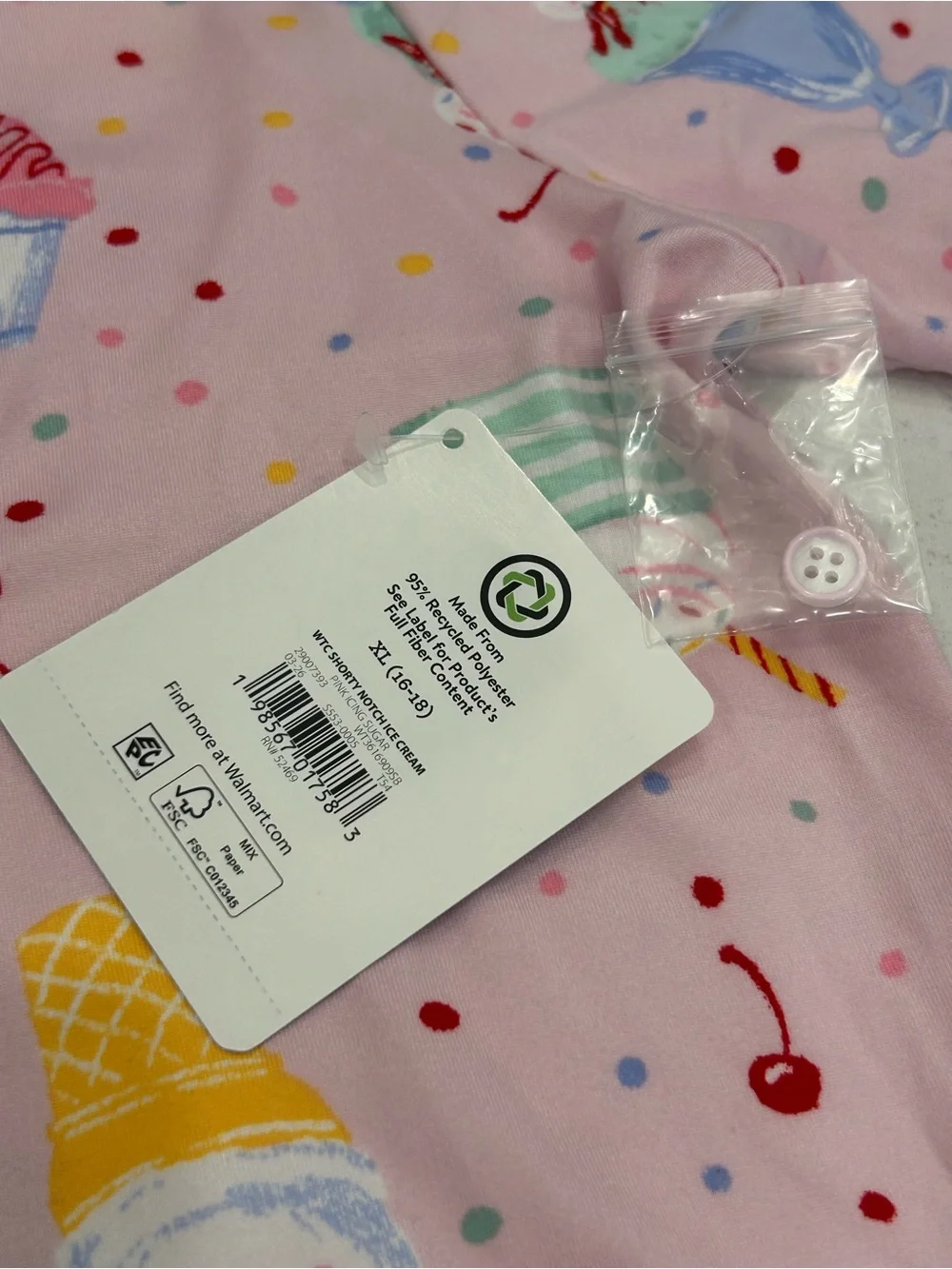 Pink Ice Cream Print Short Pajama Set - Soft Sleep Top & Shorts